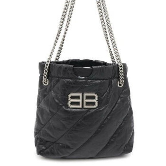 Balenciaga Chain Shoulder Bag Crushed Tote Black Quilted - Picture 1 of 8